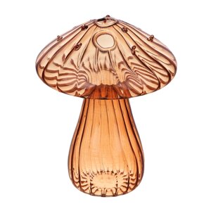Ваза в форме гриба, 9x12см, стекло, цвет оранжевый, арт. 03-5