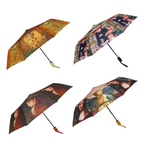 Зонт женский, полуавтомат, сплав, пластик, полиэстер, 55см, 8 спиц, 4 дизайна, арт. 5
