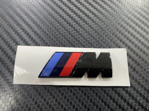 Эмблема на крыло M-power 55 мм чёрная глянцевая для BMW