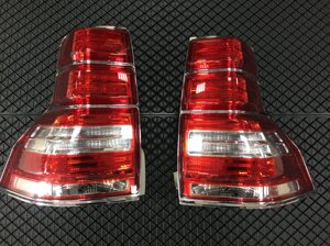 Фонари задние красные + хрустальные светодиодные с хромированным кантом для Toyota Prado 150 2009-2016