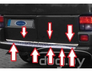 Накладки на нижнюю кромку крышки багажника (распашонка) из нержавеющей стали 2 части (Турция) для Volkswagen T4
