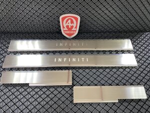 Накладки на пороги салона из нержавеющей стали 4 части на металл (AluFrost Польша) для Infiniti EX 2009-2013