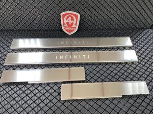 Накладки на пороги салона из нержавеющей стали 4 части на металл (AluFrost Польша) для Infiniti M 2010-2014