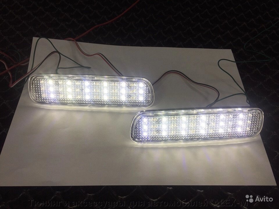 Противотуманные фонари задние белые, светодиодные (комплект, 3 режима горения: белый, 2 красных) для Lexus LX 470 - распродажа
