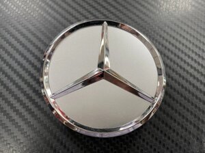 Заглушка в диск штатная серебристая 75 мм для Mercedes Benz