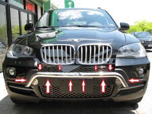 Защита переднего бампера 50 мм из нержавеющей стали с зубами для BMW X5 E70