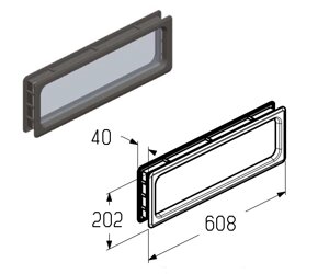 Окно для секционных ворот Alutech серии Trend и ProTrend, W085-40