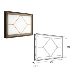 Окно DoorHan акриловое (коричн.) для панелей 40мм со структурой «ФИЛЕНКА» и двойным стеклом 452х302мм, DH85630