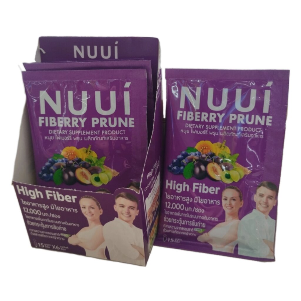 Nuui Fiberry Prune High Fiber – слабительный комплекс с пребиотиками и клетчаткой, для очищения кишечника и похудения от компании Тайская косметика и товары из Таиланда - Melissa - фото 1