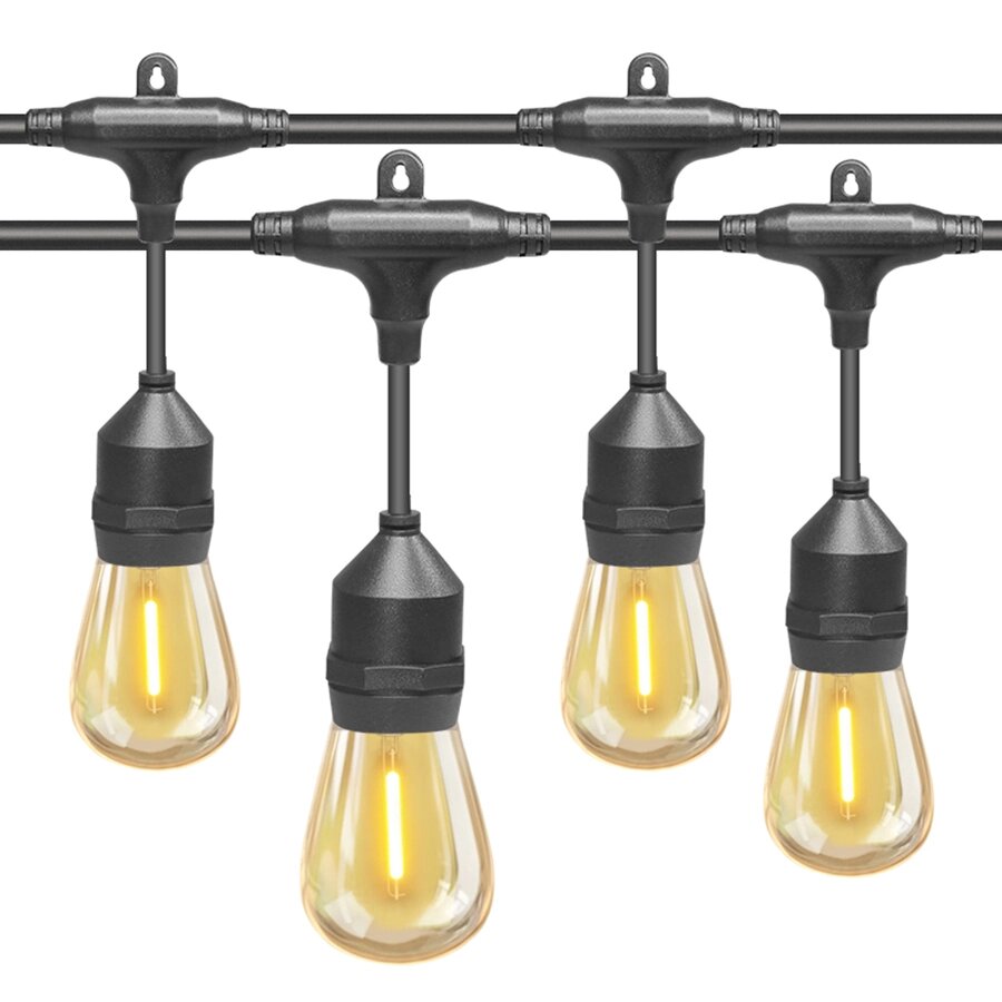 Гирлянда уличная Белт-лайт 20м 50 ламп Gen-Beltlight-W-20M-50E27-IP65 Black 663010 шаг 40см 8A 2x0,5mm2 1,5m шнур от компании ИП Набока В.М. - фото 1
