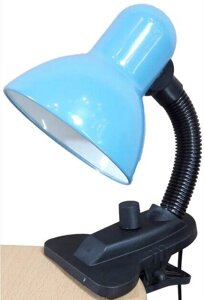 Лампа настольная с диммером UT-102A 60 Вт Е27 на прищепке синяя ствол 12см шнур 1,5м