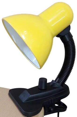 Лампа настольная с диммером UT-102A 60 Вт Е27 на прищепке желтая ствол 12см шнур 1,5м