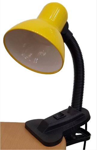 Лампа настольная UT-123 Long Pipe 60 Вт Е27 на прищепке желтая ствол 16см шнур 1,5м