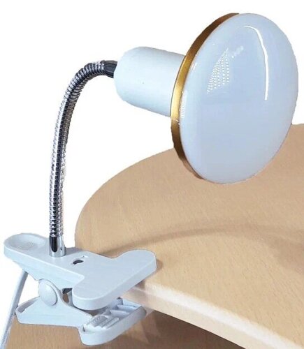 Лампа настольная UT-731 Е27 с LED лампой 12Вт белая на прищепке длина ствола 20см шнур с выкл. 1,1 м