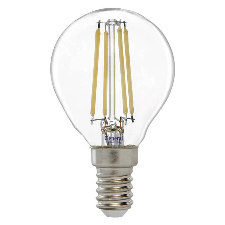 Лампа светодиодная шарик 10Вт GLDEN-G45S-10-230-E14-6500 649914 филамент прозрачный холодный от компании ИП Набока В.М. - фото 1