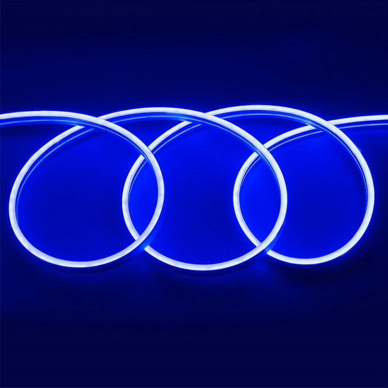 Лента 6х12мм 9,6Вт катушка 50м синяя неоновая светодиодная GLS-2835-120-9.6-12-NL-IP67-B 512610 ##от компании## Уютель - ##фото## 1