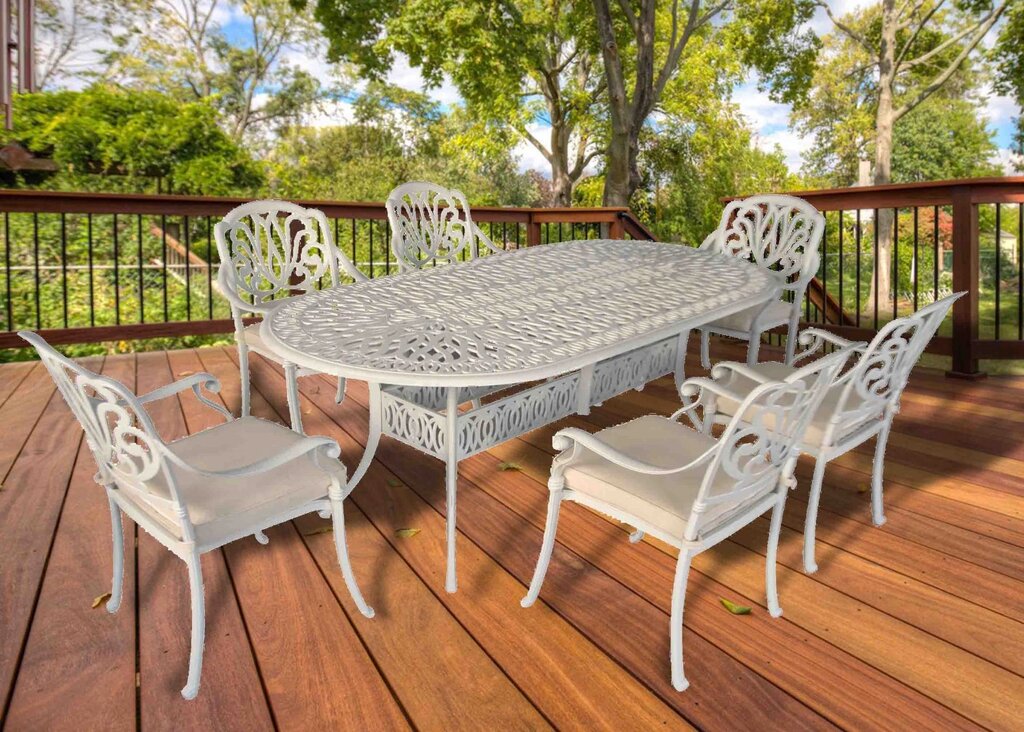 Белая мебель из литого алюминия Florence 6 White ##от компании## Металлическая мебель из литого алюминия, элитные садовые качели - ##фото## 1