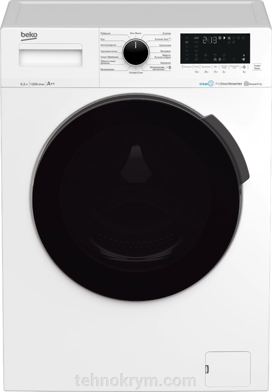 Стиральная машина Beko WSPE6H616W, стирка с паром, загрузка 6,5 кг от компании Интернет-магазин "Технокрым" по продаже телевизоров и бытовой техники - фото 1