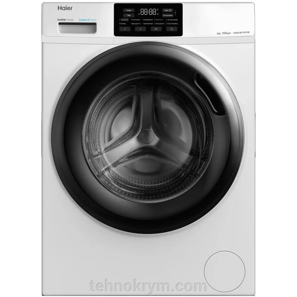 Стиральная машина Haier HW60-BP10919B, инверторный мотор, стирка с паром, загрузка 6 кг от компании Интернет-магазин "Технокрым" по продаже телевизоров и бытовой техники - фото 1