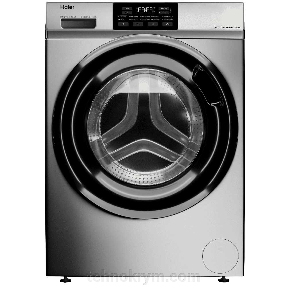 Стиральная машина Haier HW60-BP12919BS, инверторный мотор, стирка с паром, загрузка 6 кг от компании Интернет-магазин "Технокрым" по продаже телевизоров и бытовой техники - фото 1