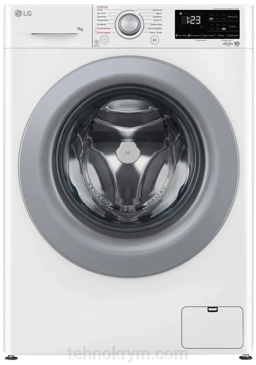 Стиральная машина LG F2V3HS4W, прямой привод, инверторный мотор, стирка с паром, загрузка 7 кг от компании Интернет-магазин "Технокрым" по продаже телевизоров и бытовой техники - фото 1