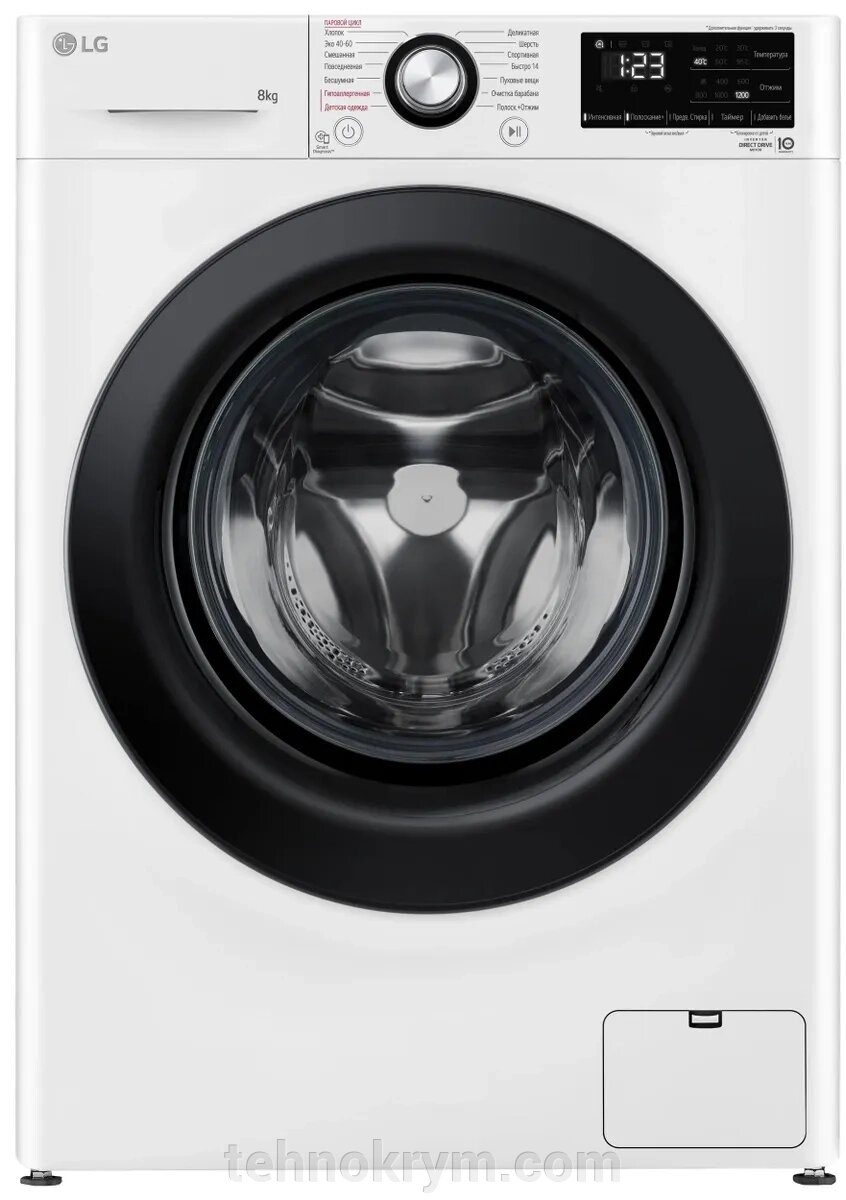 Стиральная машина LG F2V3PS6W, прямой привод, инверторный мотор, стирка с паром, загрузка 8 кг от компании Интернет-магазин "Технокрым" по продаже телевизоров и бытовой техники - фото 1