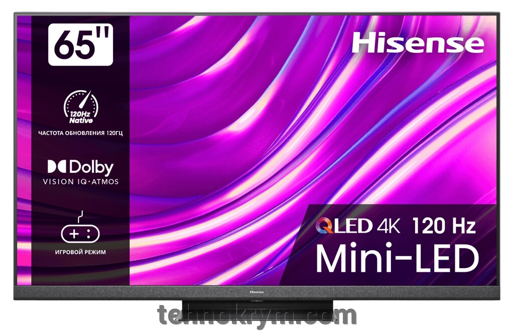 Телевизор Hisense 65U8NQ, операционная система VIDAA, 4K Ultra HD, MiniLED от компании Интернет-магазин "Технокрым" по продаже телевизоров и бытовой техники - фото 1