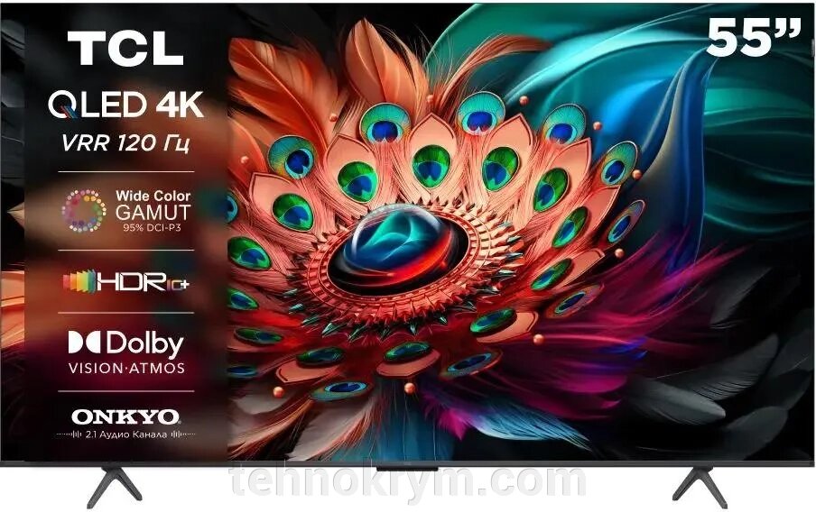 Телевизор TCL 55C655, операционная система Google TV (Android), 4K Ultra HD, QLED от компании Интернет-магазин "Технокрым" по продаже телевизоров и бытовой техники - фото 1