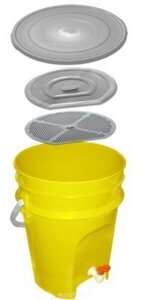 Емкость-контейнер с краном "Контейнер-дезинфектор"ЭМ - контейнер, емкость 15л. (желтый)