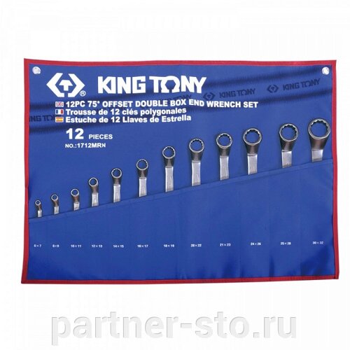1712MRN KING TONY Набор накидных ключей, 6-32 мм, чехол из теторона, 12 предметов