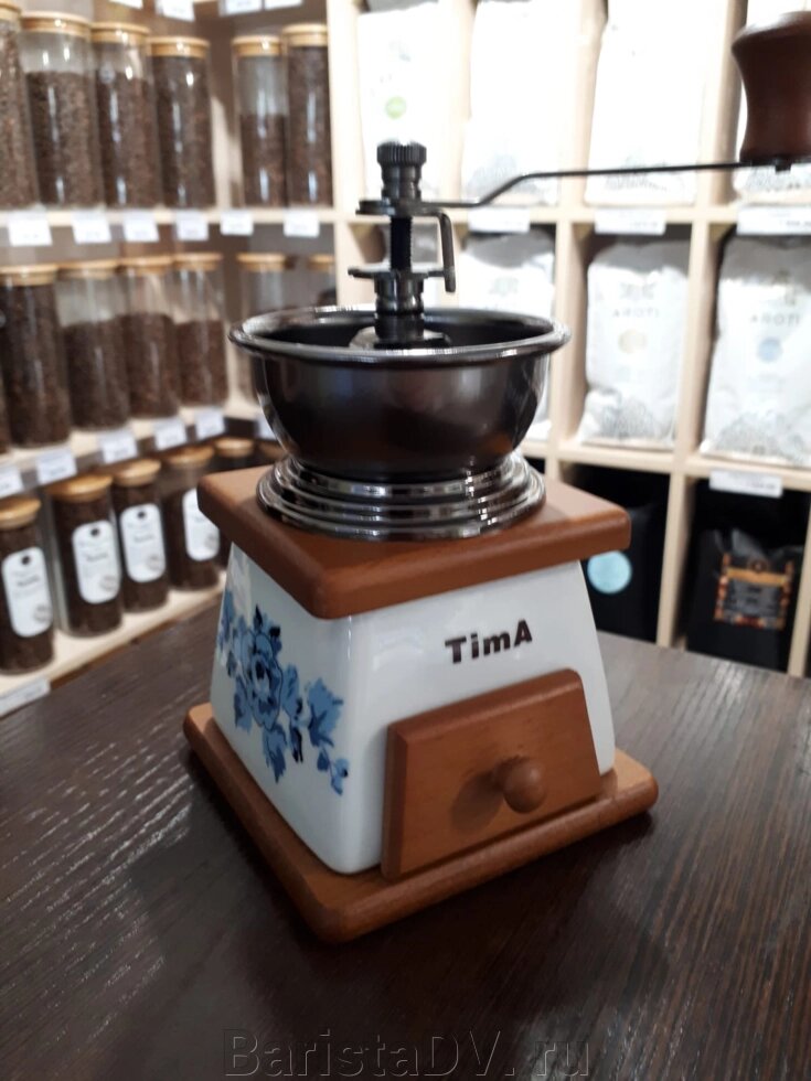 SL-036 Кофемолка керамическая ручная (дерево/гжель) ##от компании## BaristaDV. ru - ##фото## 1