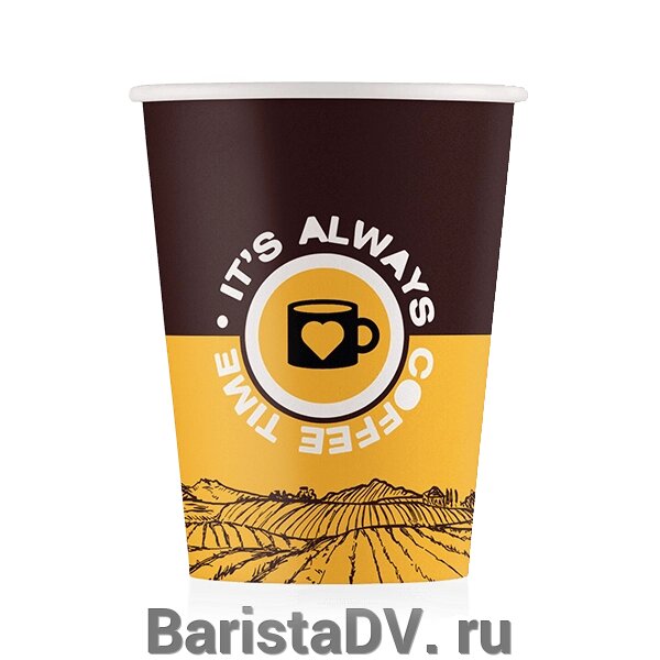 Стаканы картонные 250мл 8oz Д-Coffee time 1/50 от компании BaristaDV. ru - фото 1