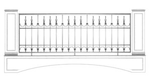 Кованый балкон с пиками над крыльцом