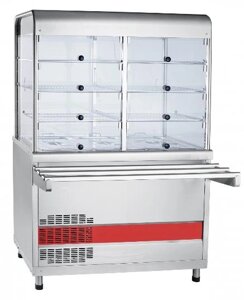 Прилавок-витрина холодильный Abat ПВВ (Н)-70КМ-С-02-НШ вся нерж. с гастроемкостями (1120 мм) кашир.
