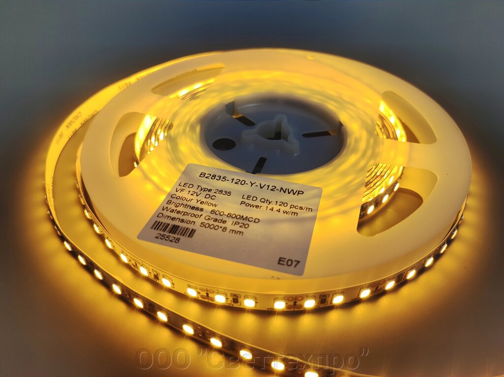 Светодиодная лента 120smd2835-IP20 Yellow Prem от компании ООО "Светтехпро" - фото 1