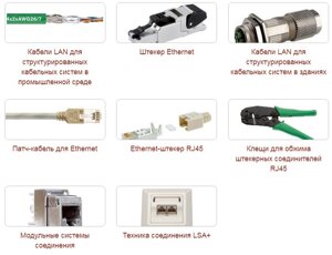 LAN кабели и компоненты (Кабели LAN, Штекер Ethernet, Патч-кабель для Ethernet, Ethernet-штекер RJ45, клещи для обжима)