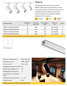 Светодиодный трековый светильник серии «TRACK» для освещ. торг. залов, витрин, офисов, выст. павильонов и рекл объектов.