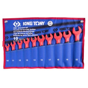 Набор рожковых диэлектрических ключей, 10-19 мм, чехол из теторона, 8 предметов KING TONY 12FVE08MRN