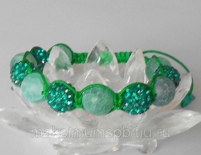 Браслет Shamballa "Изумрудная долина" со стразами Swarovski и натуральными полудрагоценными камнями от компании Интернет-Магазин "Максимум" - фото 1