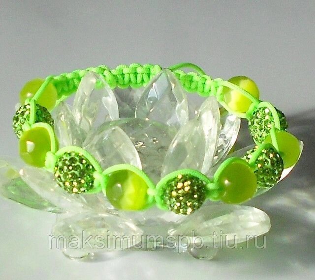Браслет Shamballa "Лаймовый фреш" со стразами Swarovski и натуральными полудрагоценными камнями от компании Интернет-Магазин "Максимум" - фото 1