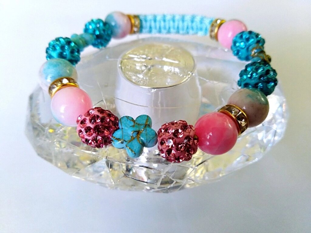 Браслет Shamballa "Летние мотивы" Rose - Light Blue от компании Интернет-Магазин "Максимум" - фото 1