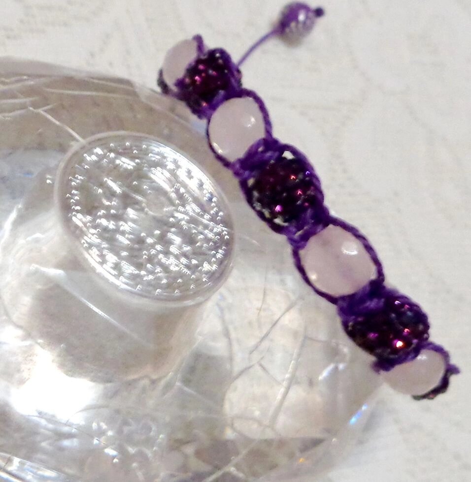 Браслет Shamballa "Тайна" с Розовым кварцем и бусинами со стразами Сваровски от компании Интернет-Магазин "Максимум" - фото 1