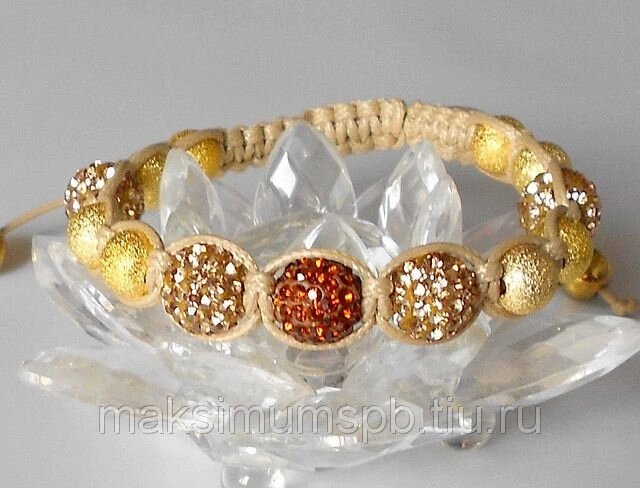 Браслет Shamballa "Золотой -1" со стразами Swarovski и натуральными полудрагоценными камнями от компании Интернет-Магазин "Максимум" - фото 1