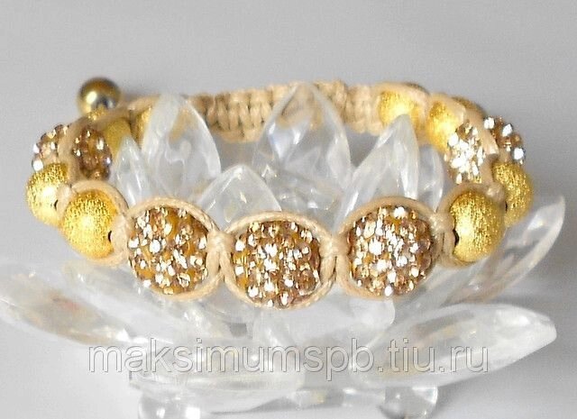 Браслет Shamballa "Золотой -3" со стразами Swarovski и натуральными полудрагоценными камнями от компании Интернет-Магазин "Максимум" - фото 1