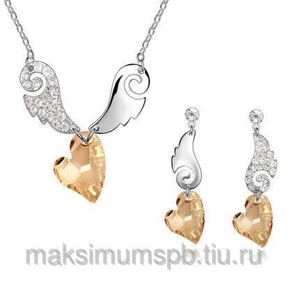 Комплект с кристаллами Swarovski "На крыльях любви (Topaz)" от компании Интернет-Магазин "Максимум" - фото 1