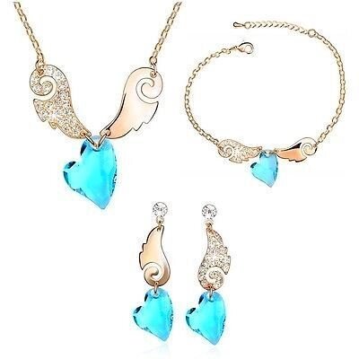 Комплект с кристаллами Swarovski "Окрыленные любовью": подвеска на цепочке + серьги + браслет от компании Интернет-Магазин "Максимум" - фото 1