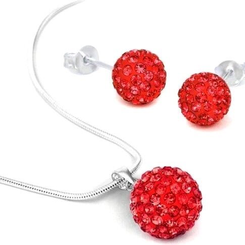 Комплект Shamballa Light Siam (подвеска+серьги)