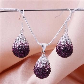 Комплект Shamballa Crystal - Light Amethyst (подвеска+серьги) - распродажа