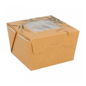 Контейнер картонный для салата с окном,300 мл,8х7,5х5,5 см,1упаковка = 50 шт) Garcia de Pou