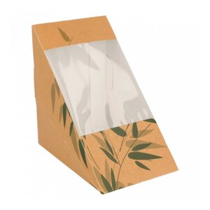 Коробка картонная для тройного сэндвича с окном 12,4х12,4х8,3 см, 100 шт/уп, Garcia de Pou